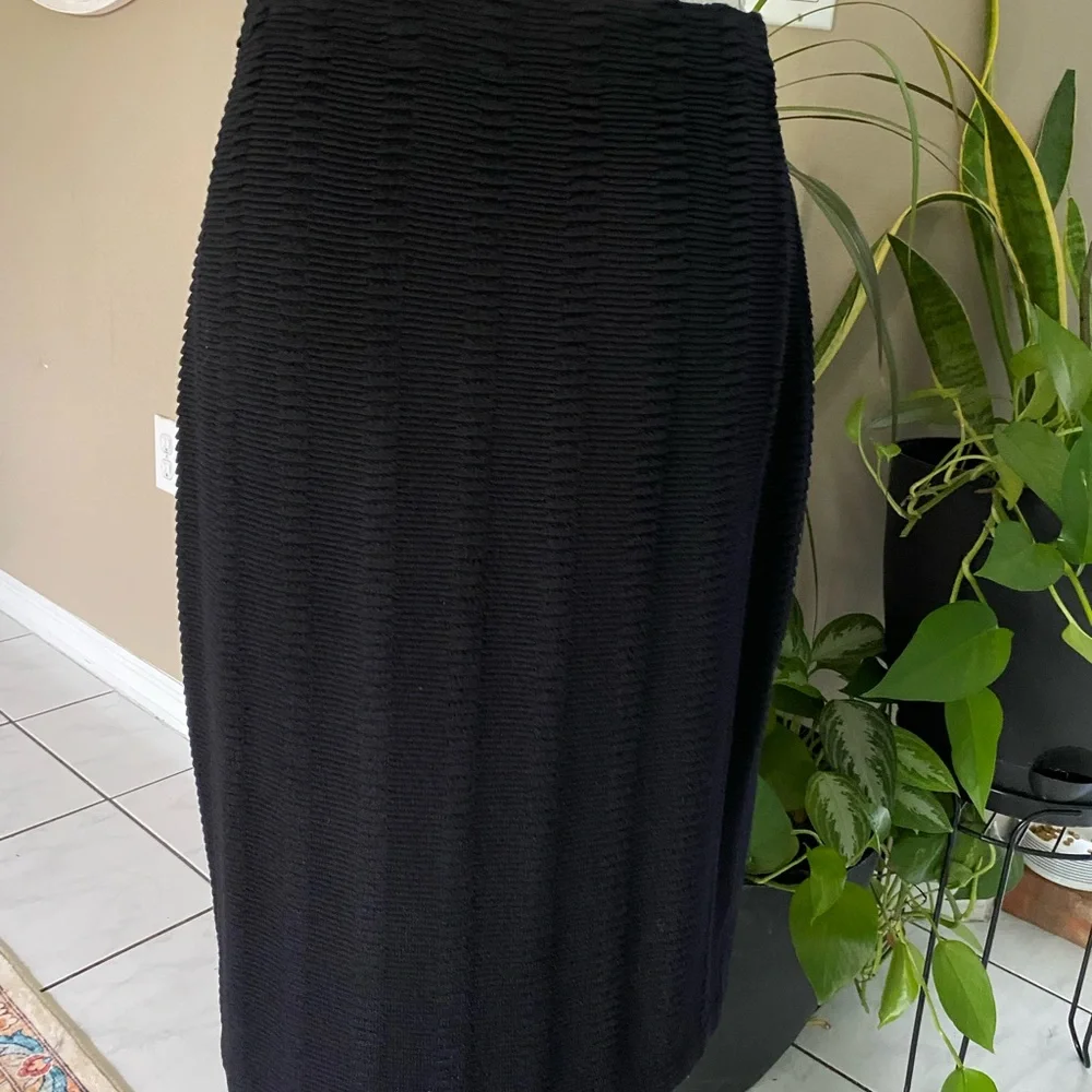 St. John 6/10 Skirt Suit Jacket Ribbed Knit Wool Tie Front Short Sleeve Zip